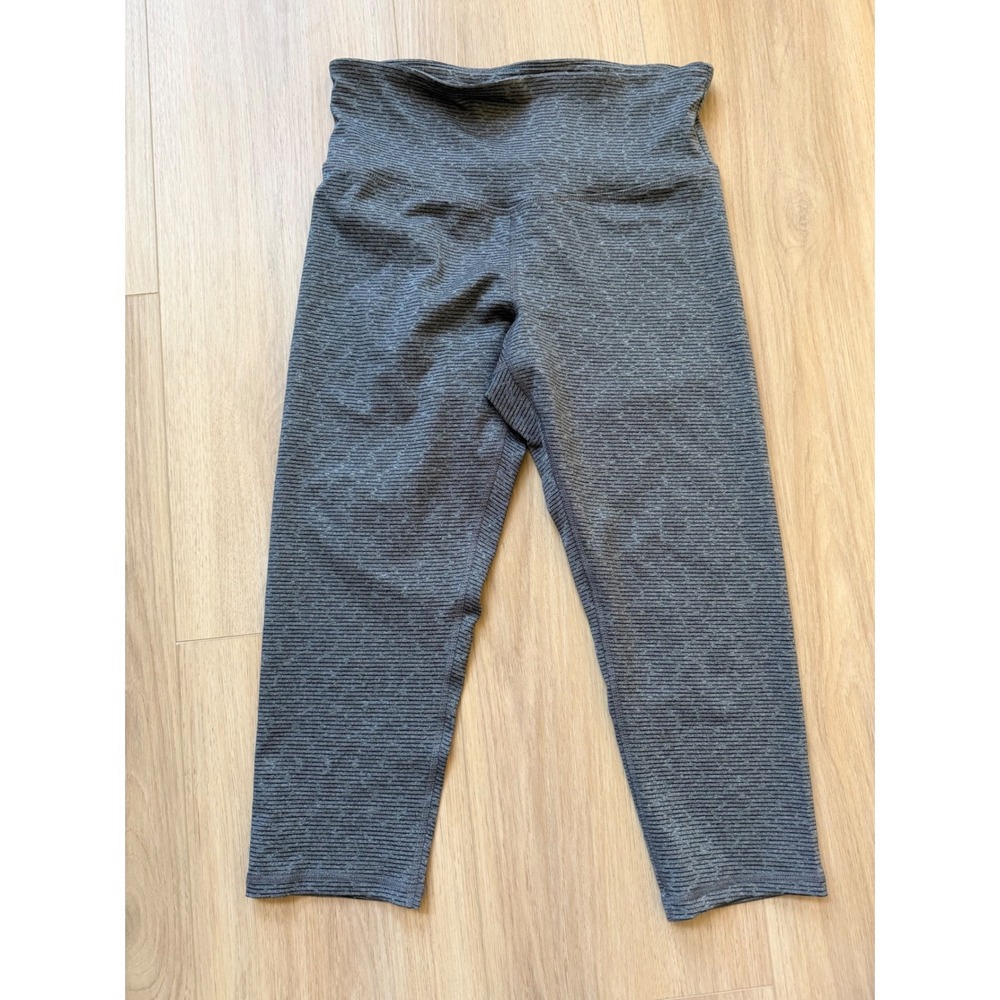 Champion C9 Womens High Waisted Cropped Leggings Gray Space Dye Striped Medium